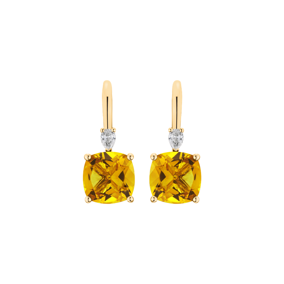 Náušnice s diamantom a citrínom Mirabel