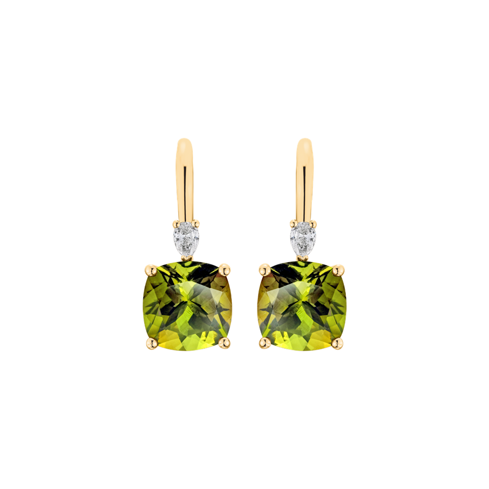 Náušnice s diamantom a peridotom Mirabel