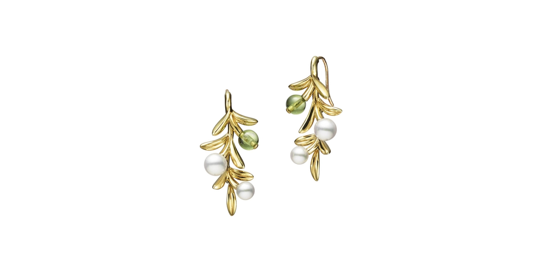 Náušnice s peridotom a perlami Olive Earrings
