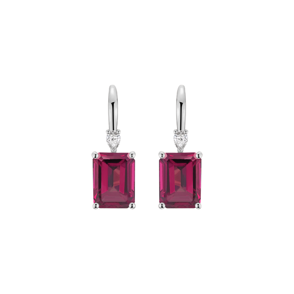 Náušnice s diamantom a rhodolitom Royal Cordelia