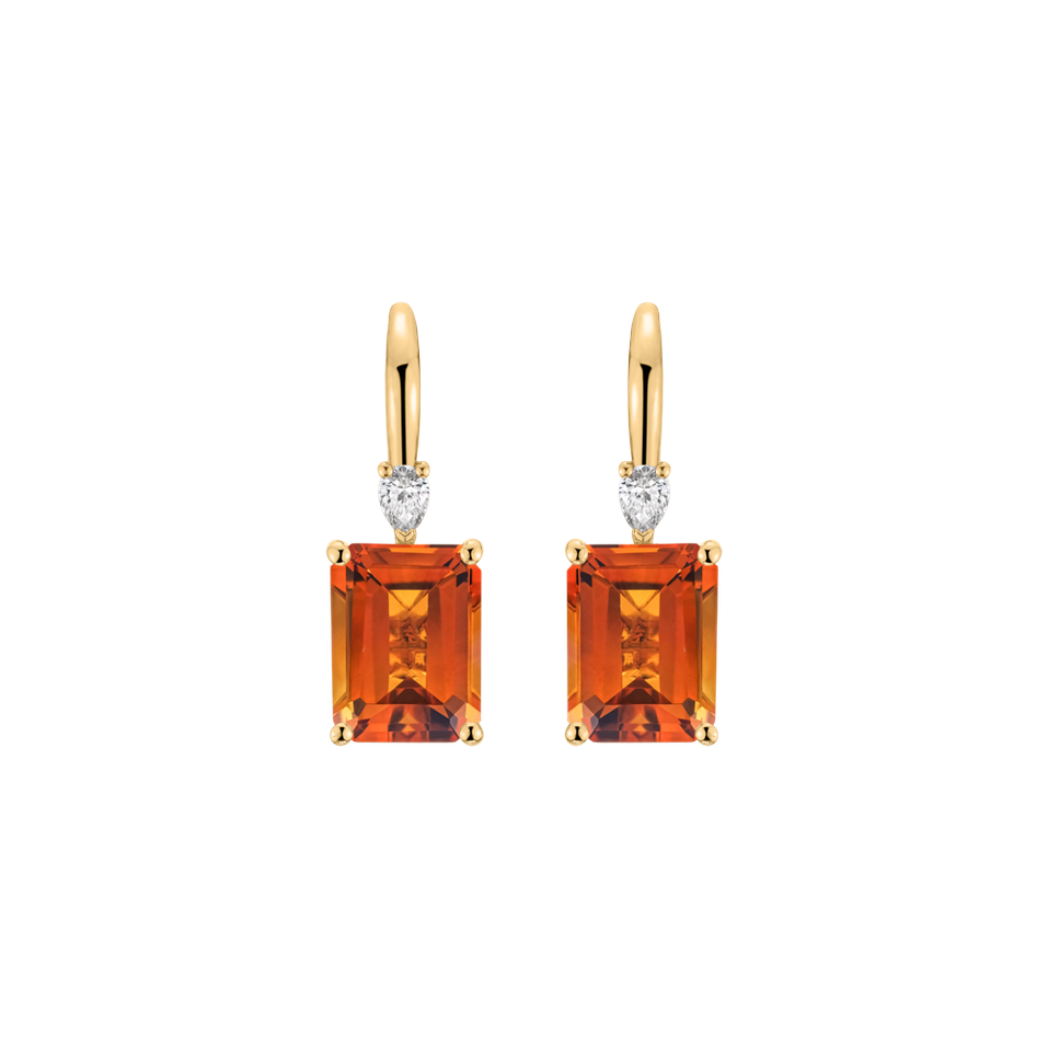 Náušnice s diamantom a citrínom Royal Cordelia