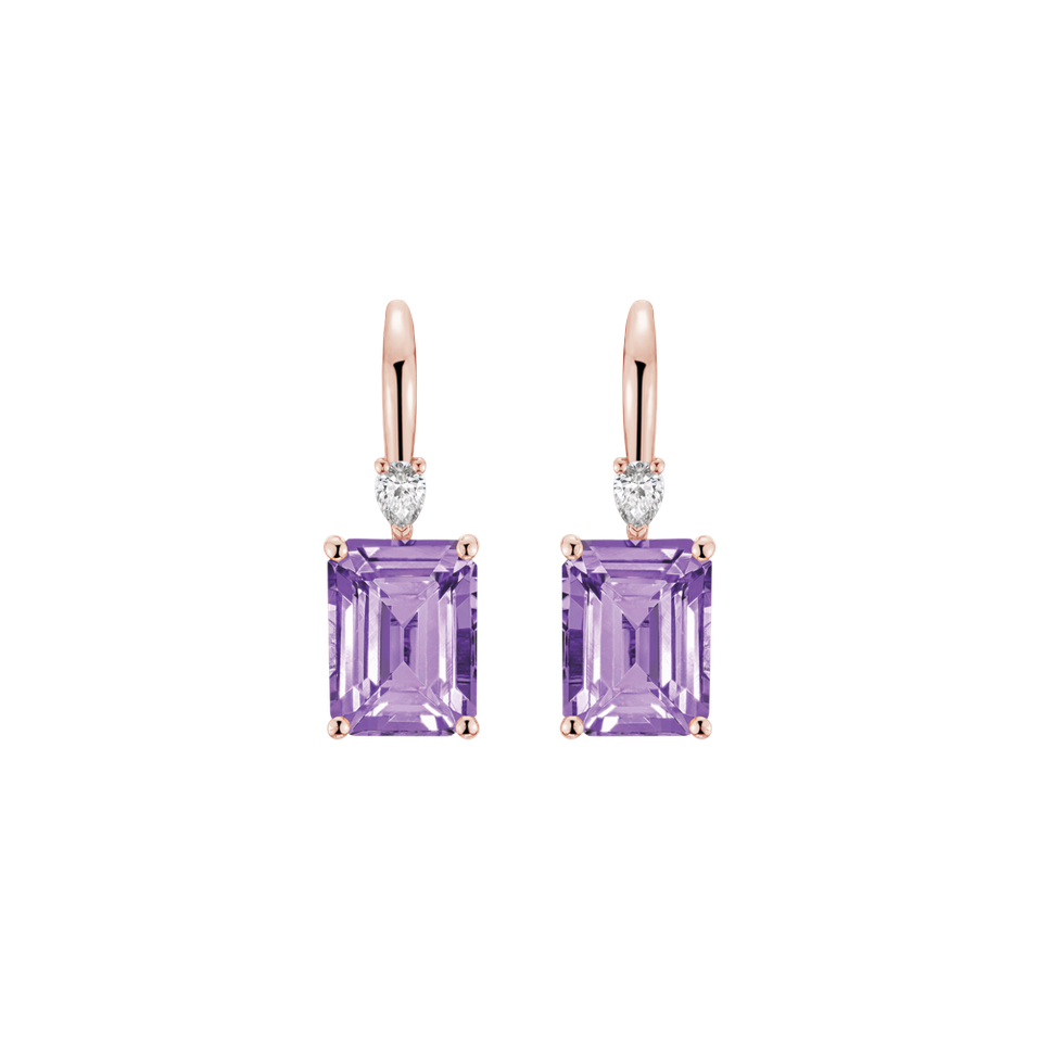 Náušnice s diamantom a ametystom Royal Anne