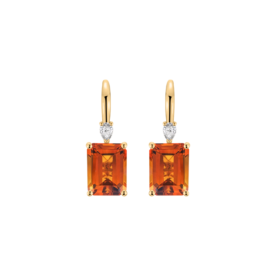 Náušnice s diamantom a citrínom Royal Anne