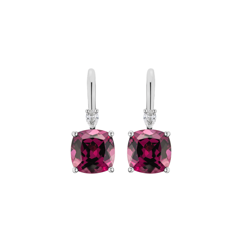 Náušnice s diamantom a rhodolitom Cassian