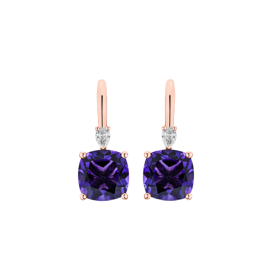 Náušnice s diamantom a ametystom Cassian