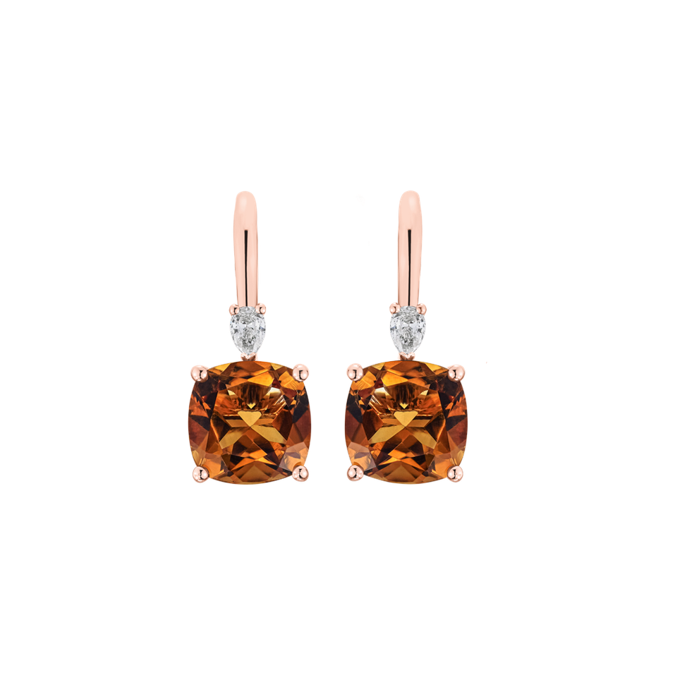 Náušnice s diamantom a citrínom Cassian
