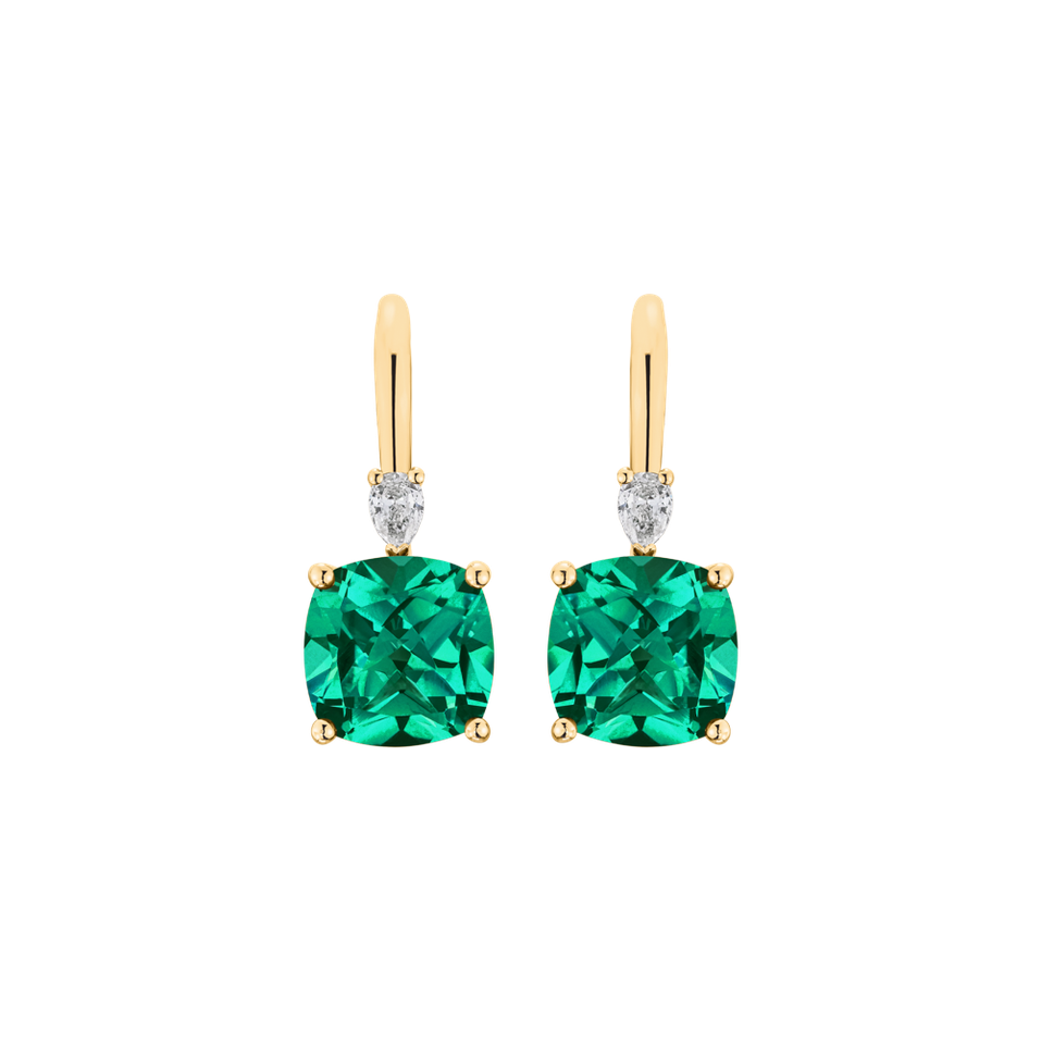 Náušnice s diamantom a smaragdom Cassian