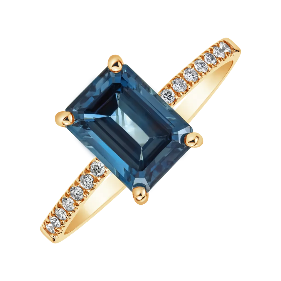 Prsteň s diamantmi a topásom Mireth