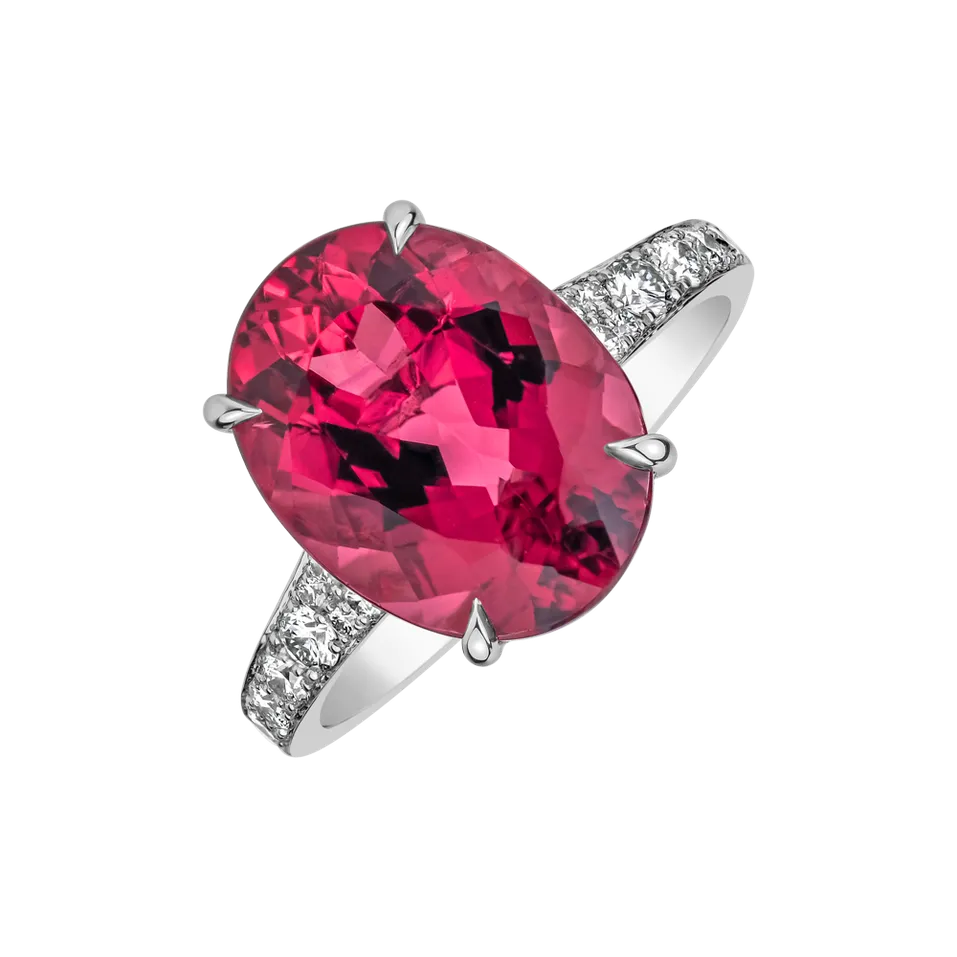 Prsteň s diamantmi a tumalínom Rose Flare