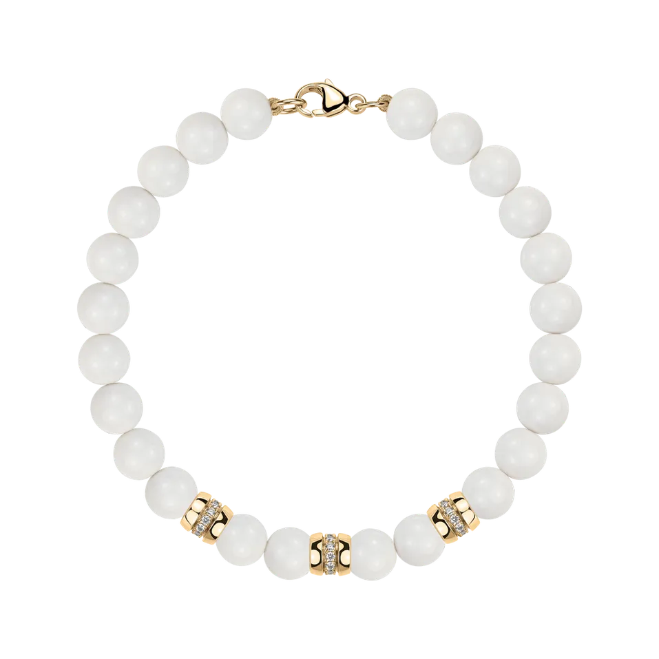 Náramok s diamantmi a achátmi White Mirage