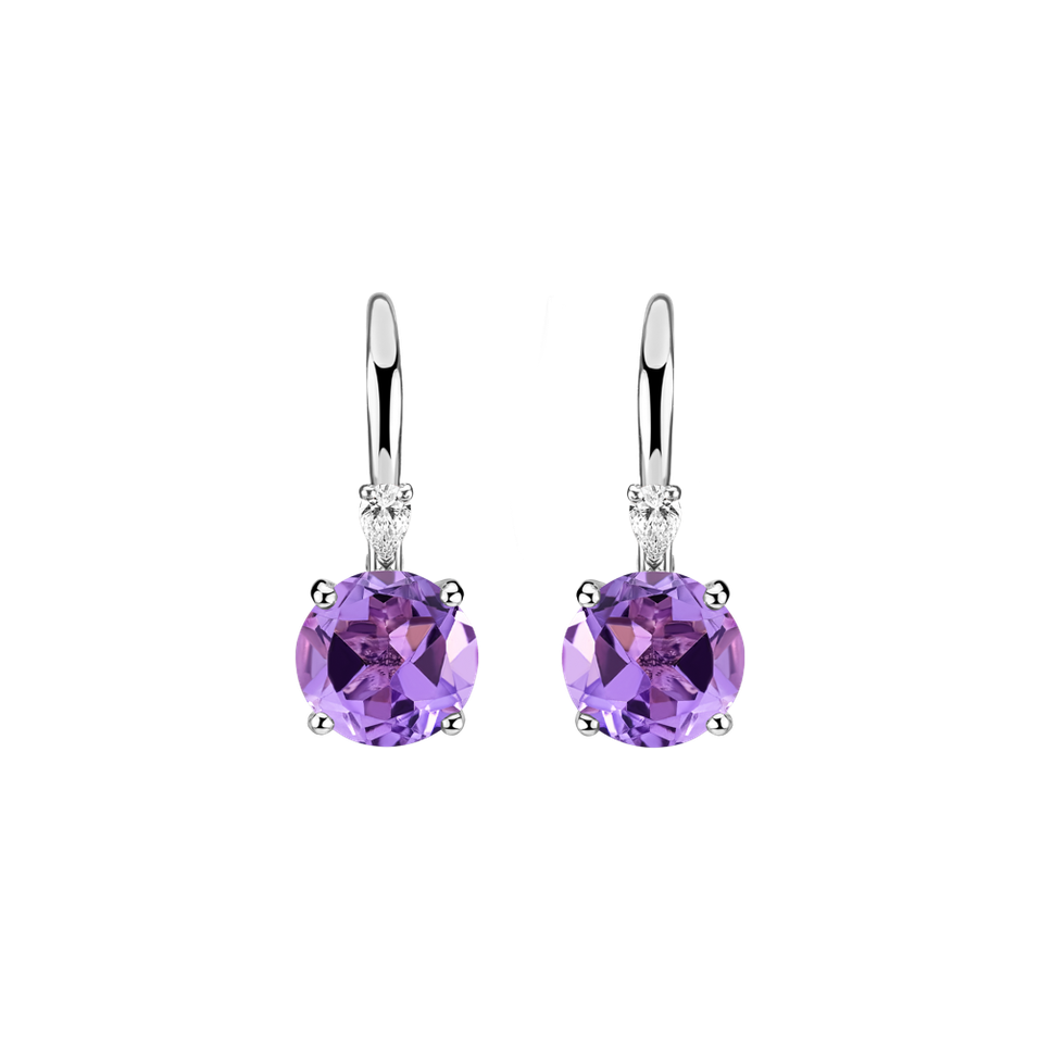 Náušnice s diamantom a ametystom Mariella