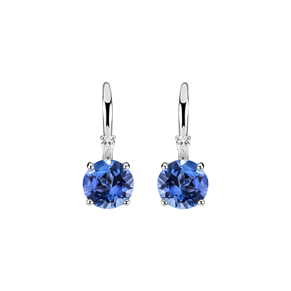 Náušnice s diamantom a tanzanitom Noctir