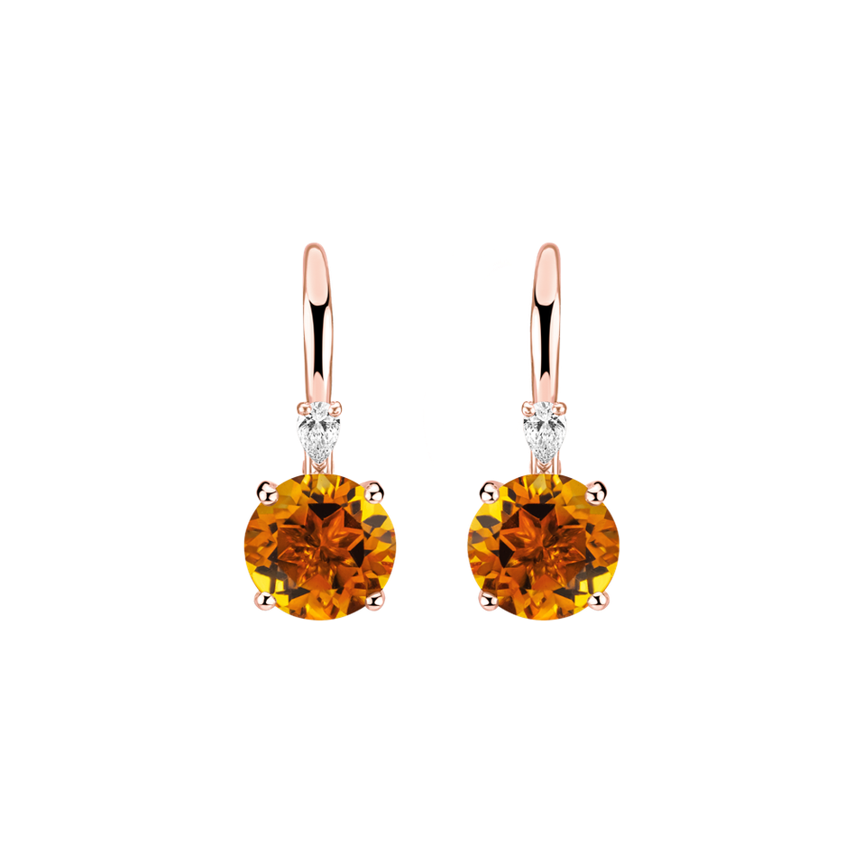 Náušnice s diamantom a citrínom Mariella