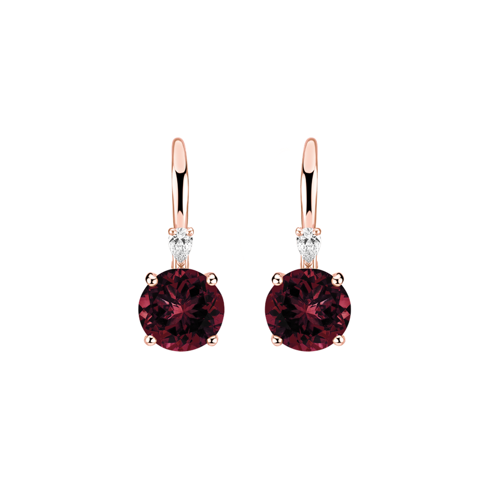 Náušnice s diamantom a rhodolitom Mariella