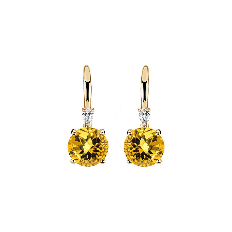Náušnice s diamantom a citrínom Mariella