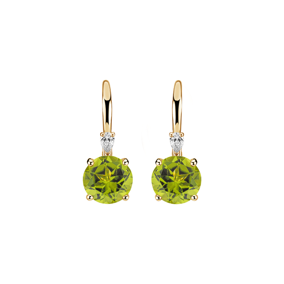 Náušnice s diamantom a peridotom Mariella