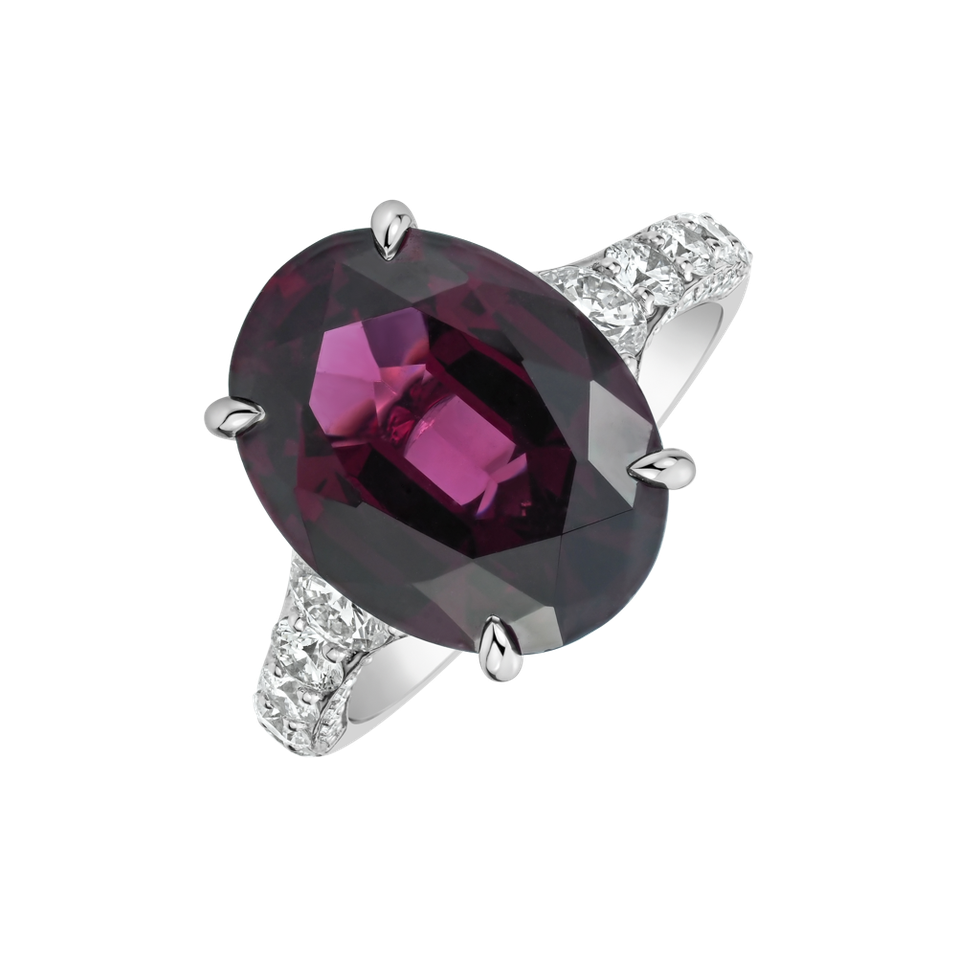 Prsteň s diamantmi a rhodolitom Mist of Rose