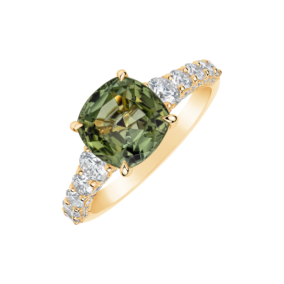 Prsteň s diamantmi a turmalínom Seafoam Spark