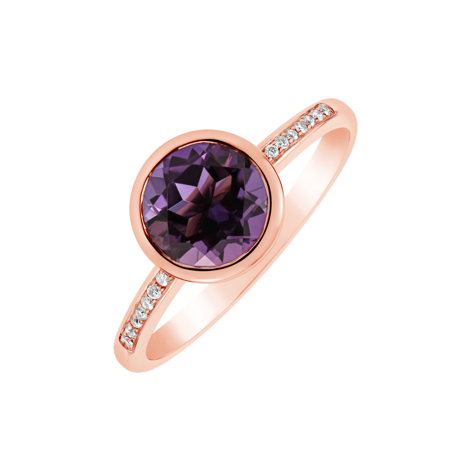 Prsteň s diamantmi a ametystom Regal Elegance