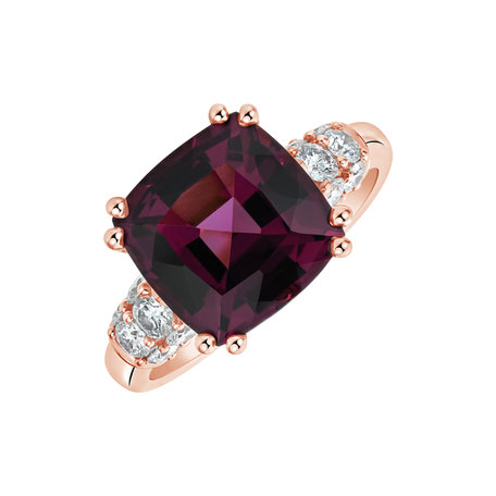 Prsteň s diamantmi a rhodolitom Crimson Dusk