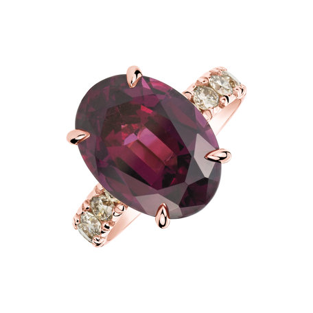 Prsteň s diamantmi a rhodolitom Purple Romance
