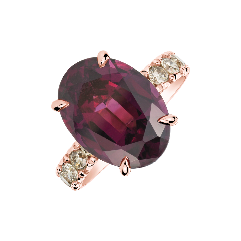 Prsteň s diamantmi a rhodolitom Purple Romance