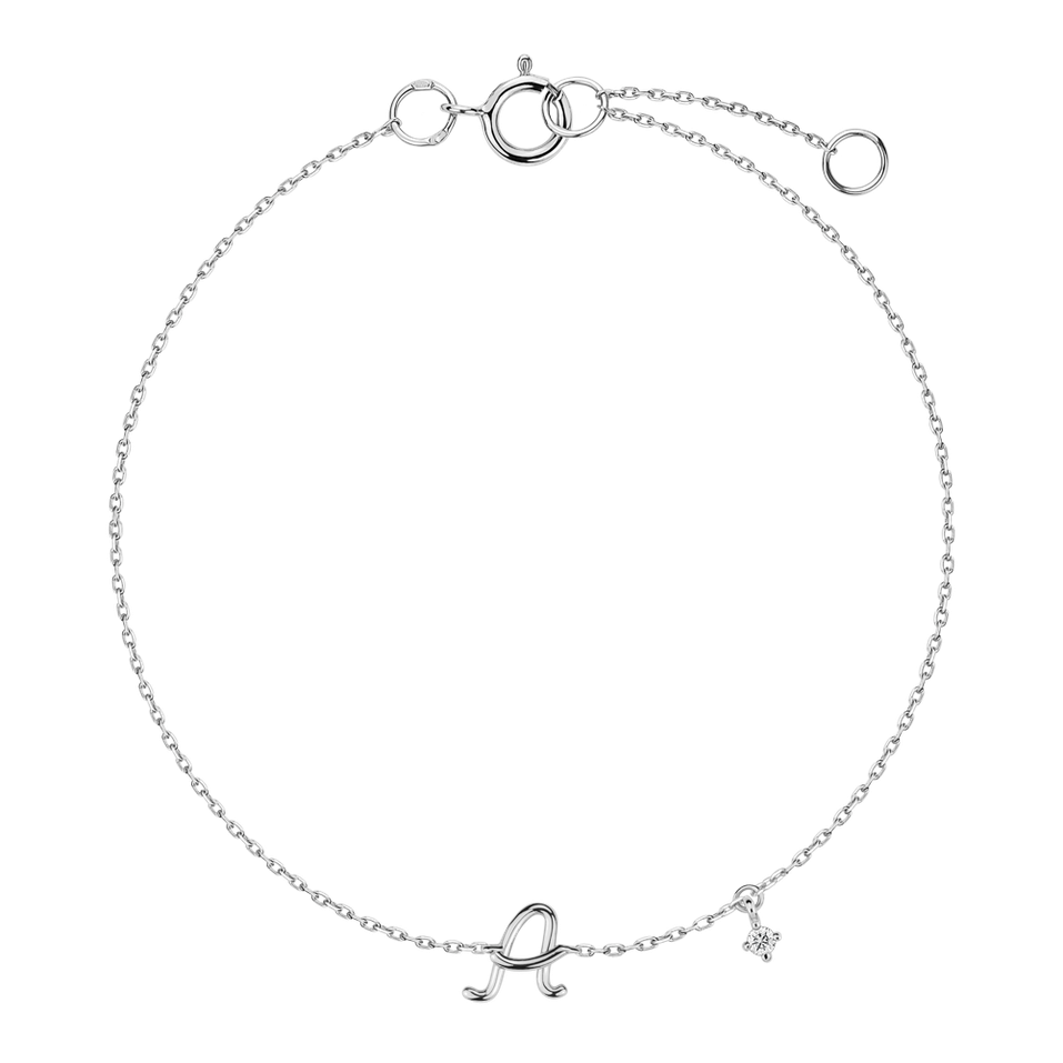 Náramok s diamantom Curly Letter A