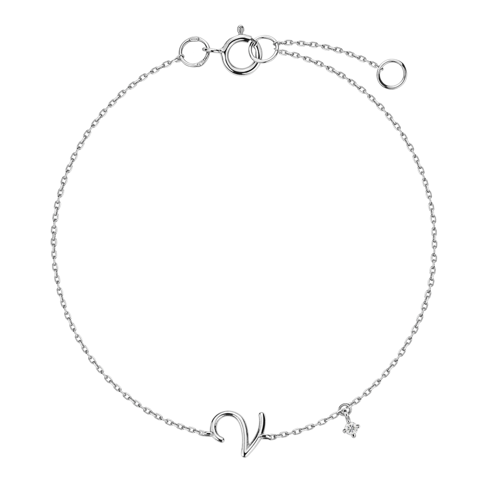 Náramok s diamantom Curly Letter V
