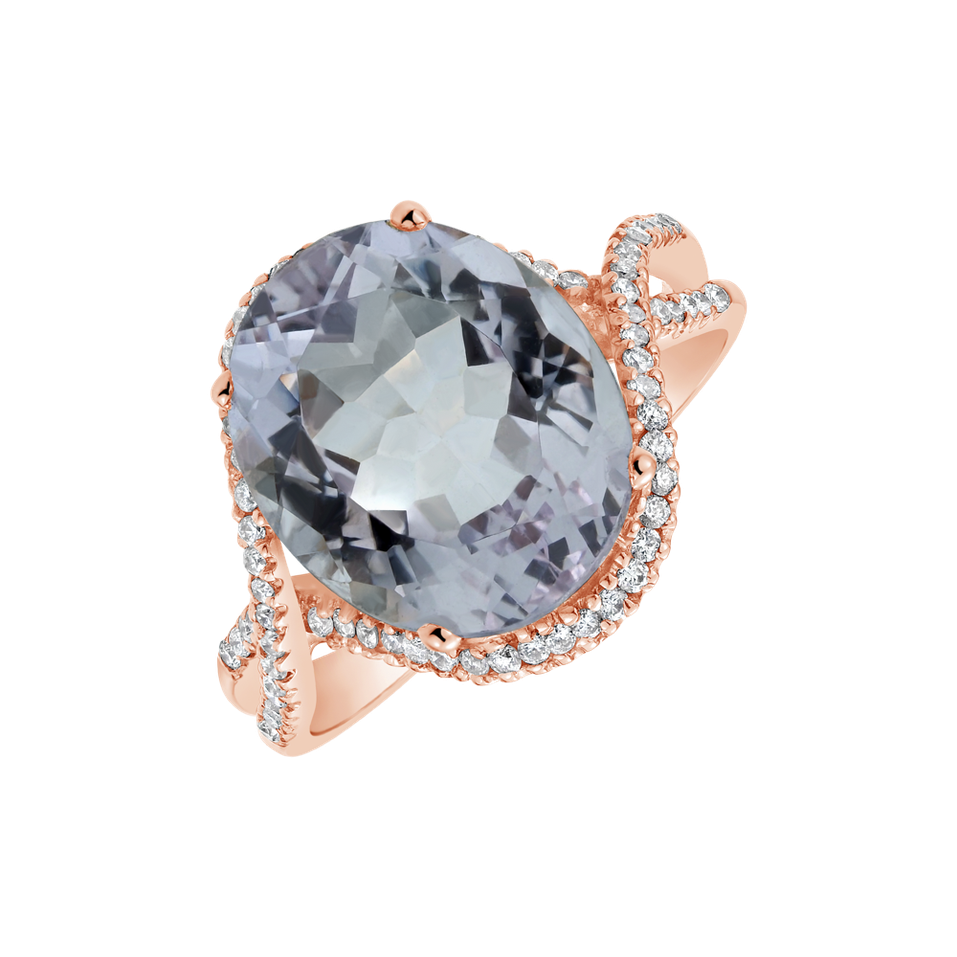 Prsteň s diamantmi a ametystom Ashen Bloom