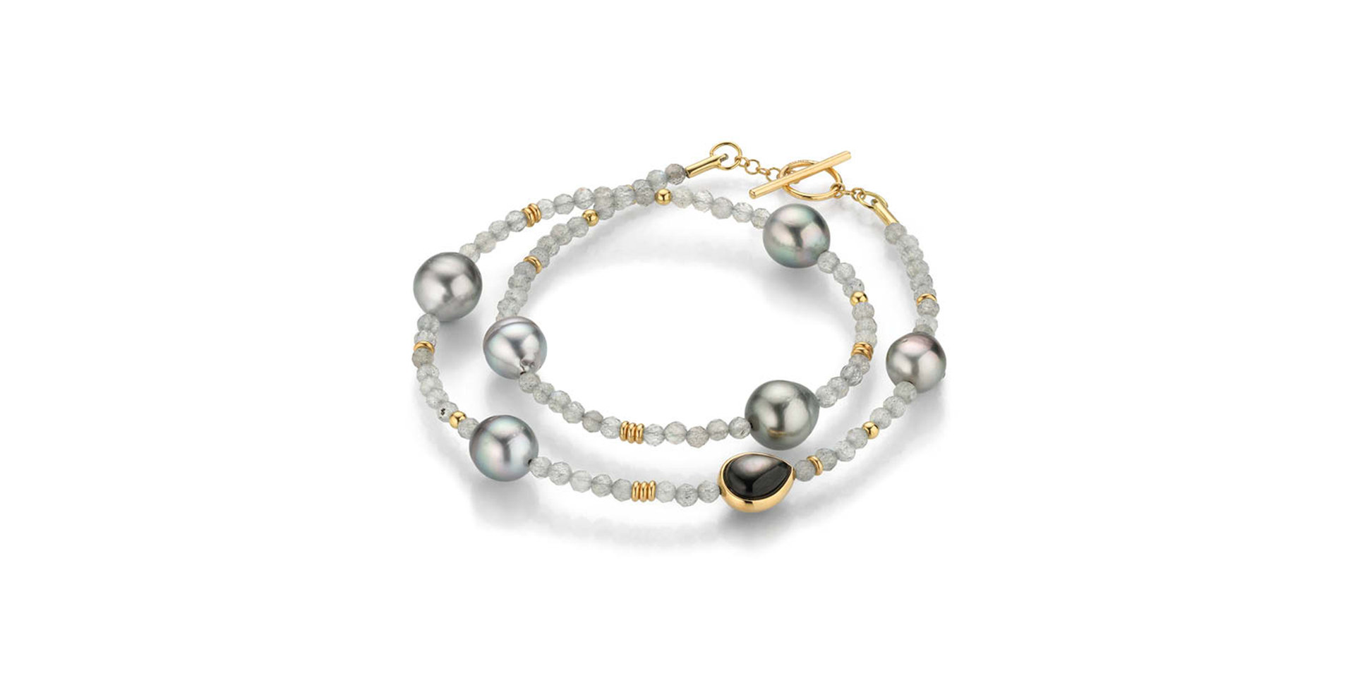 Náramok s labradoritom, perleťou a perlou Big Bang