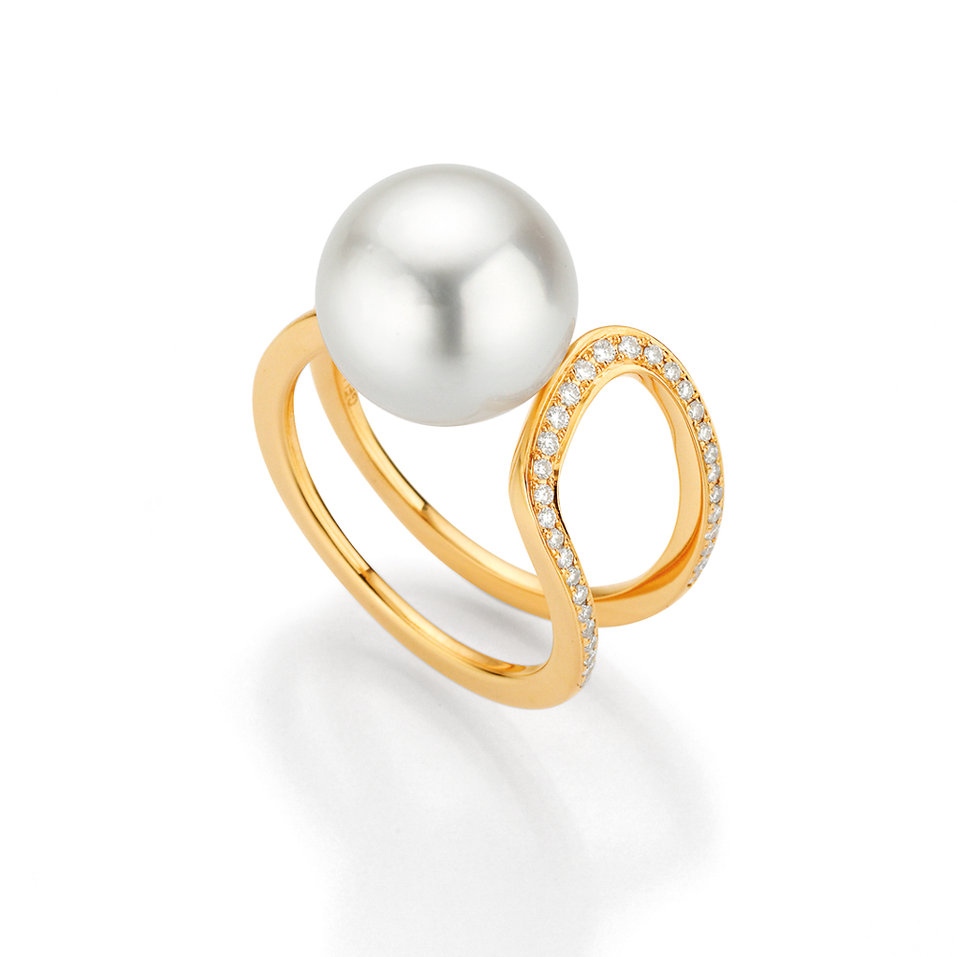 Prsteň s diamantmi a perlou Modern Classics