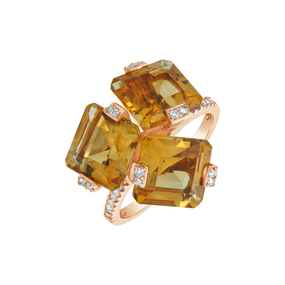 Prsteň s diamantmi a citrínom Fragments