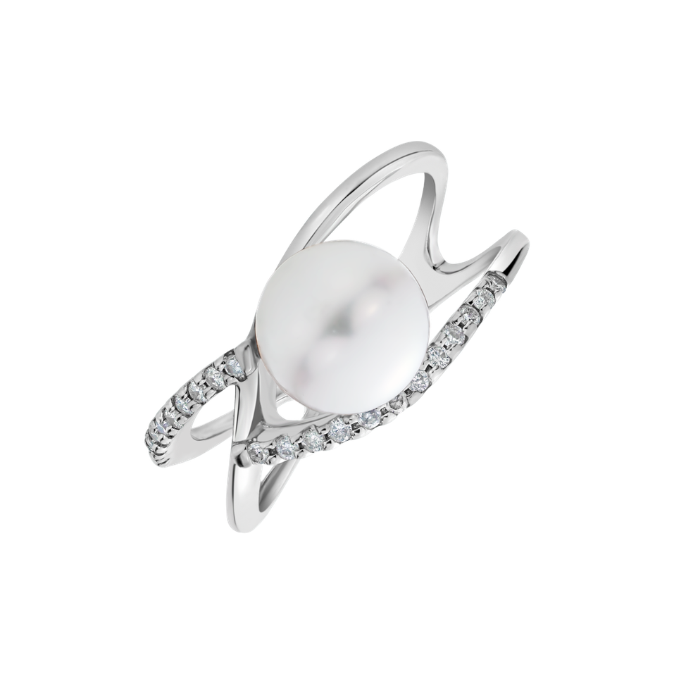 Prsteň s diamantmi a perlou Pearl Flame