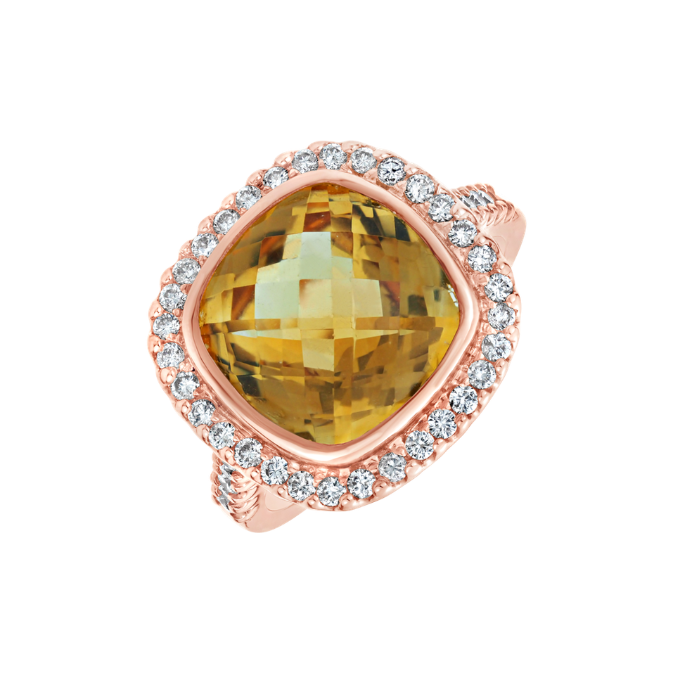 Prsteň s diamantmi a citrínom Fascinating Dream