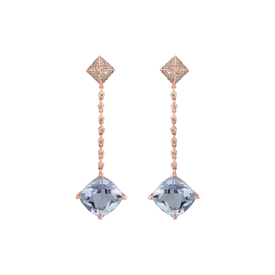 Náušnice s diamantmi a ametystom Fairy Chain