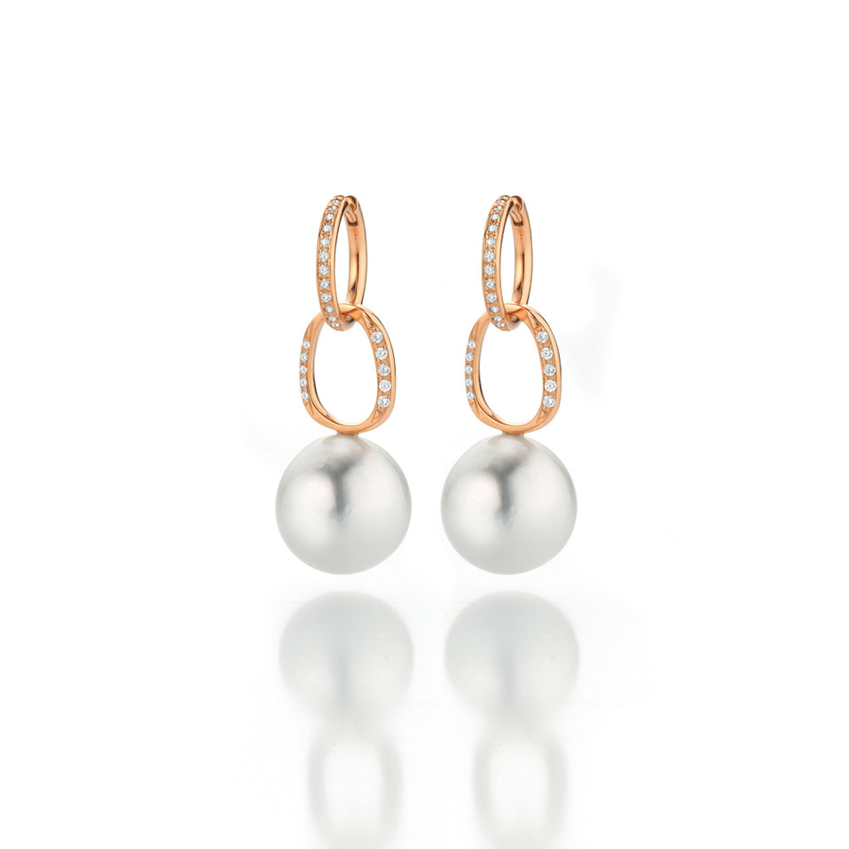 Náušnice s diamantmi a perlou Modern Classics