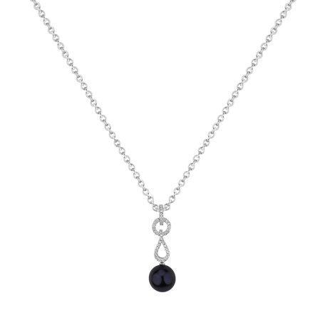 Náhrdelník s diamantmi a perlou Midnight Tide
