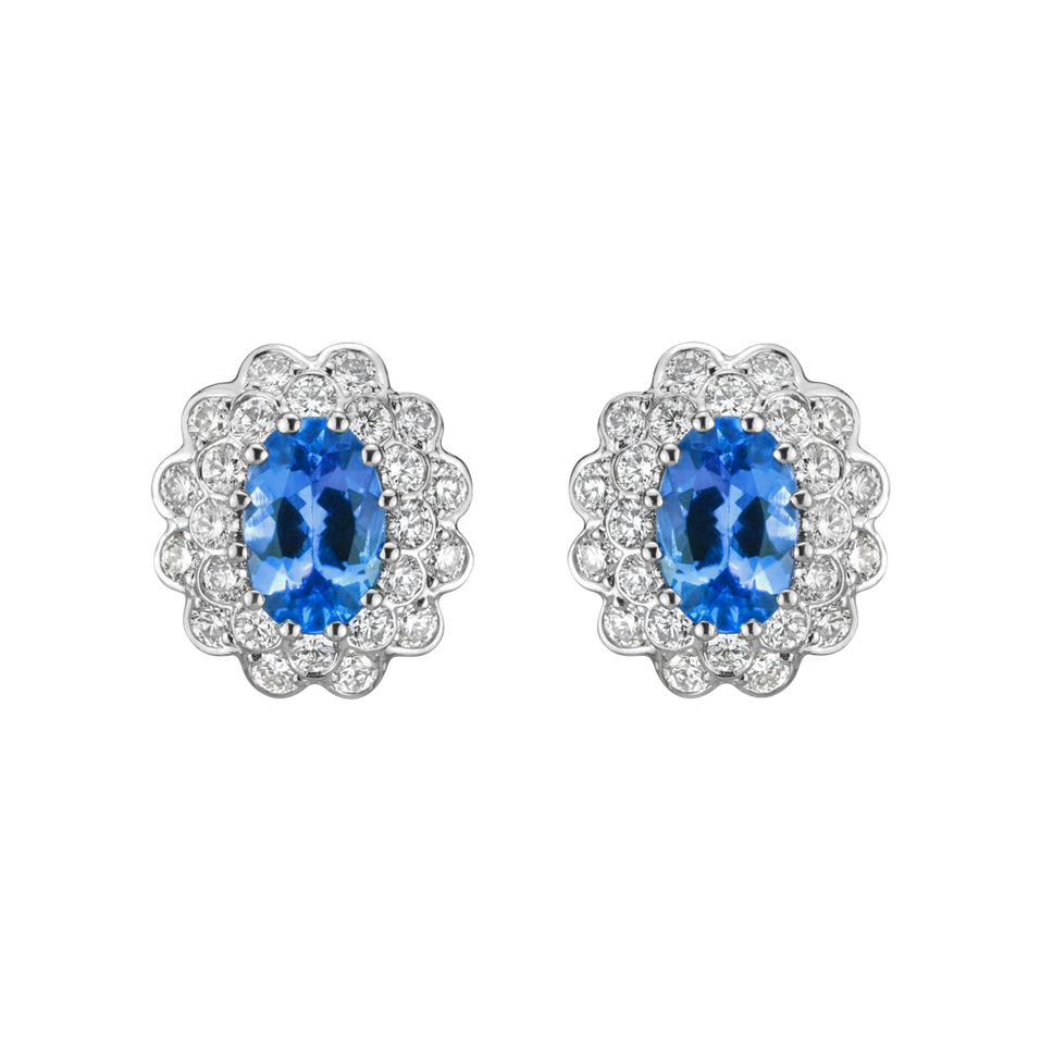 Náušnice s diamantmi a tanzanitom Fairy Goddess