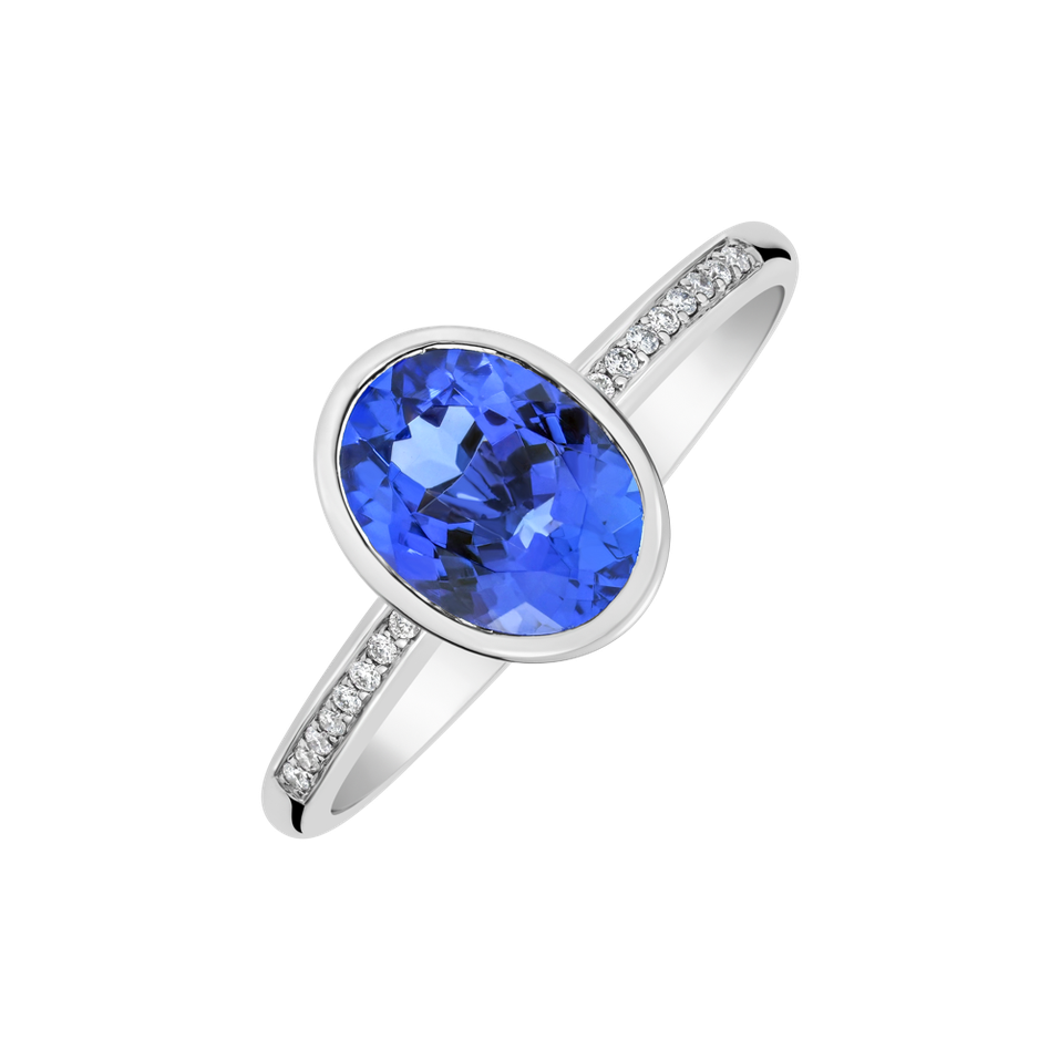 Prsteň s diamantmi a tanzanitom Elliptical Perfection