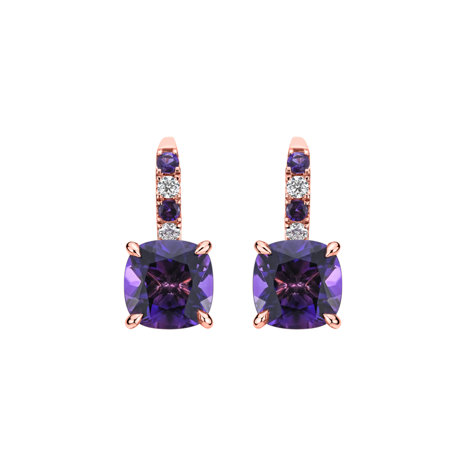 Náušnice s diamantmi a ametystom Imelda