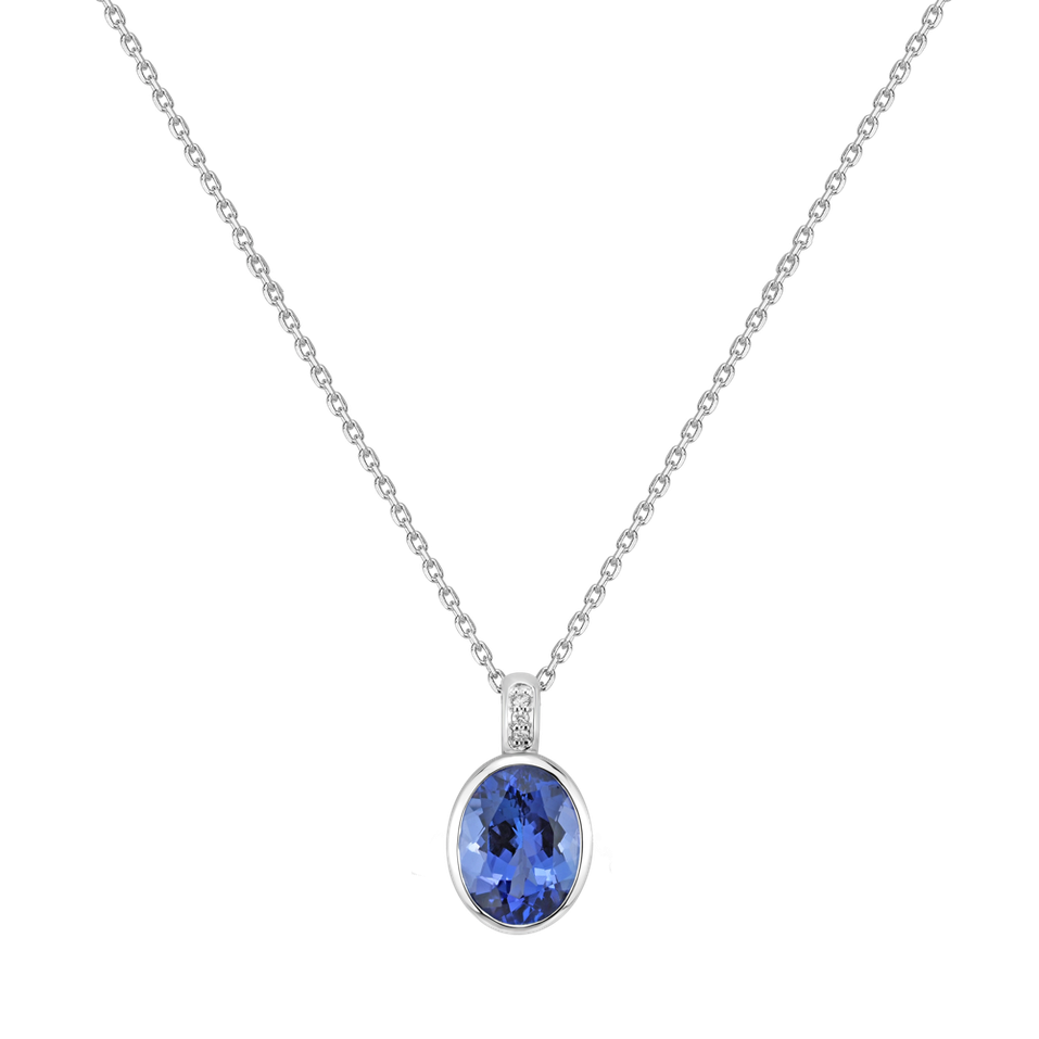Náhrdelník s diamantmi a tanzanitom Elliptical Perfection