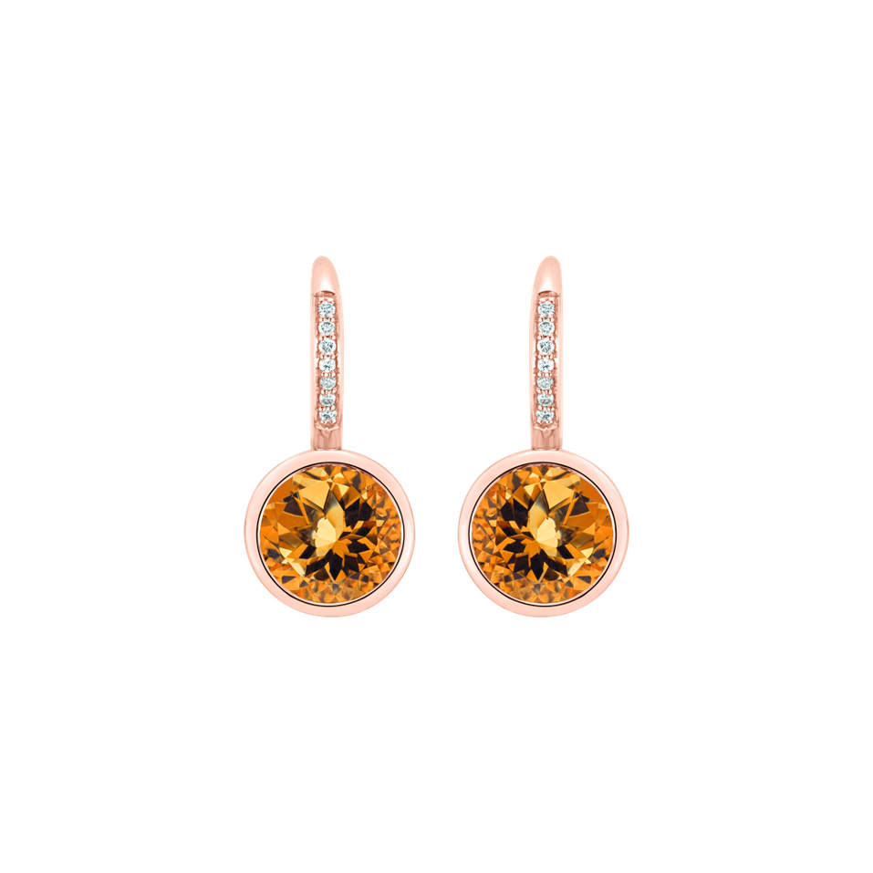 Náušnice s diamantmi a citrínom Regal Elegance
