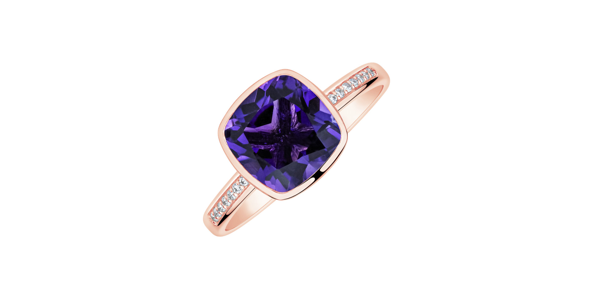 Prsteň s diamantmi a ametystom Carelia