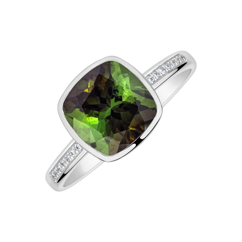 Prsteň s diamantmi a turmalínom Carelia