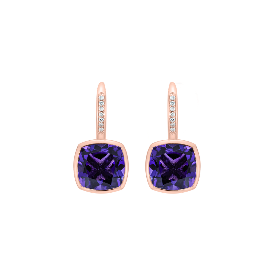 Náušnice s diamantmi a ametystom Carelia