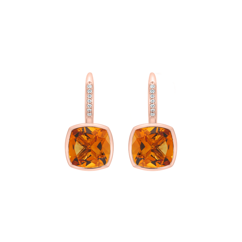 Náušnice s diamantmi a citrínom Carelia