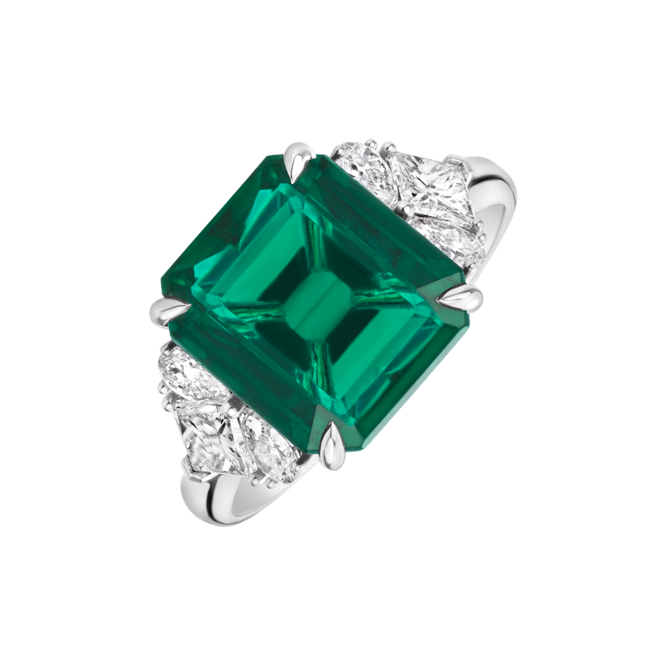 Prsteň s diamantmi a smaragdom Vionara