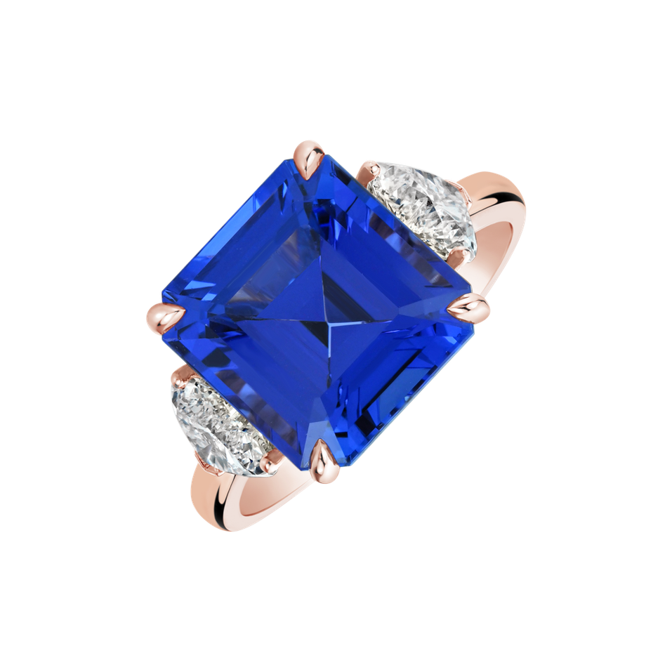 Prsteň s diamantmi a tanzanitom Egbert