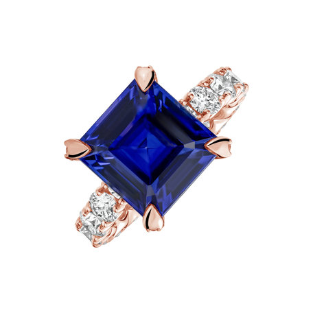 Prsteň s diamantmi a tanzanitom Fragment of Sky