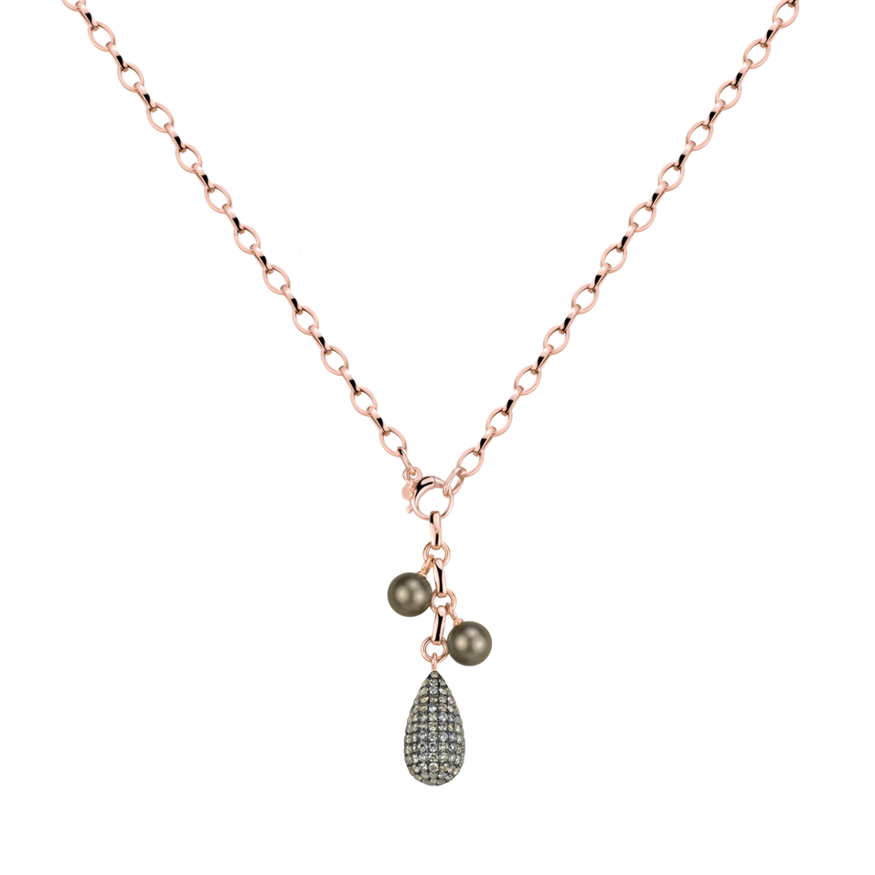 Přívěsok s hnedými diamantmi a perlou Magic Poetry